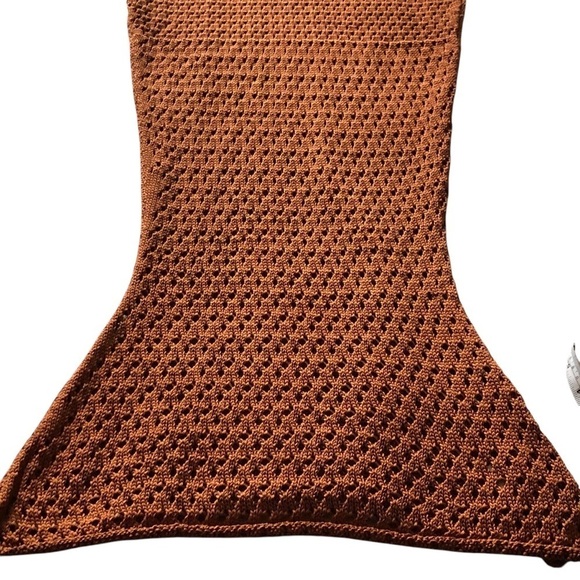 Savannah Morrow Anthropologie Tiva Dress Crochet Knit Maxi Terra Cotta Brown - Picture 9 of 14
